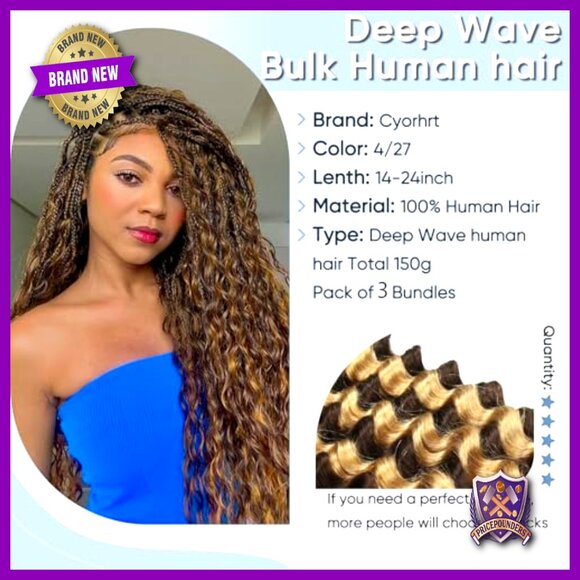 150g 20 Inch Human Hair Extensions for Boho Braids, Wet and Wavy main image 6